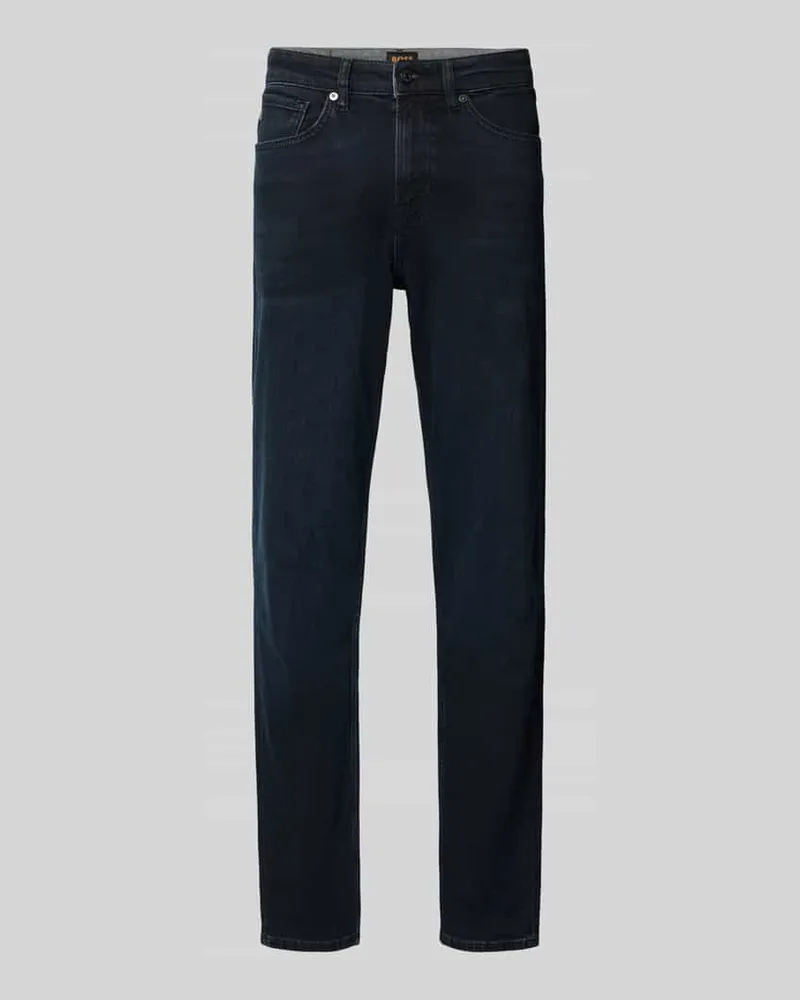 HUGO BOSS Regular Fit Straight Fit Jeans mit Dark Wash Dunkelblau
