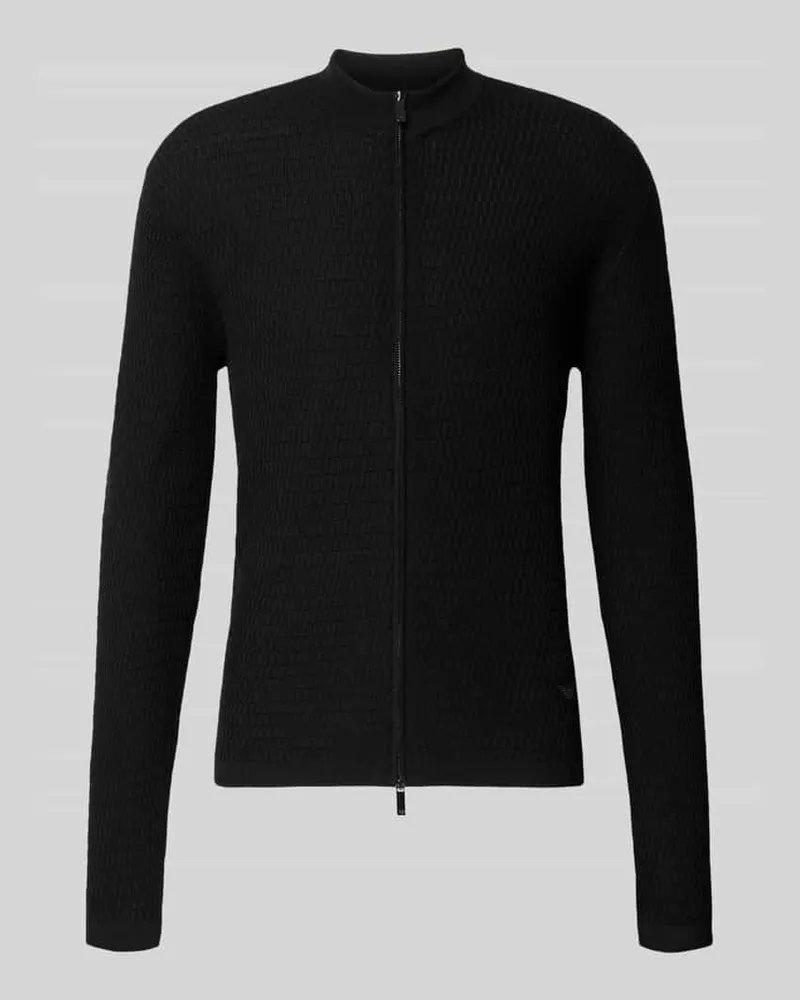 Emporio Armani Regular Fit Strickjacke aus reiner Schurwolle Black