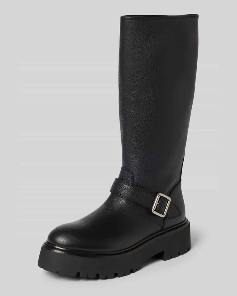 Copenhagen Stiefel aus Rindsnappa mit Schnallenriemen Black