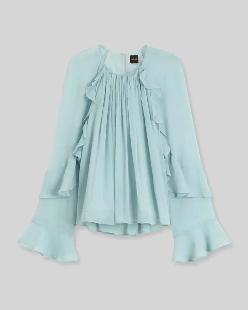 HUGO BOSS Regular Fit Bluse Modell 'C-BRADIA Hellblau