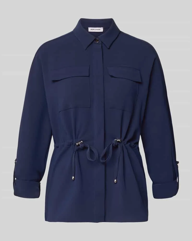 More & More Regular Fit Hemdbluse mit Brusttaschen Modell 'Februar Marine