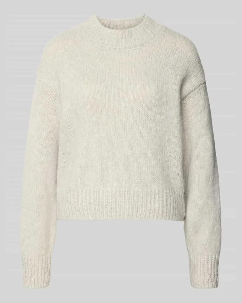 Marc Cain Pullover aus Wolle Alpaka mit Rippbündchen Mittelgrau