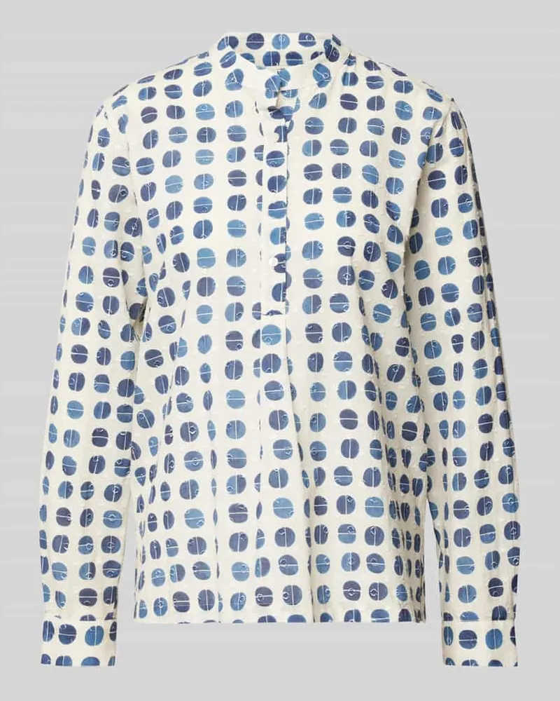 0039 Italy Regular Fit Bluse mit Stehkragen Modell 'JANICE Offwhite
