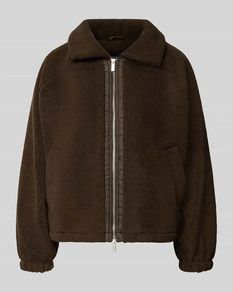 PEGADOR Teddyfell-Jacke mit Zweiwege-Reißverschluss Modell 'ENNA Mittelbraun