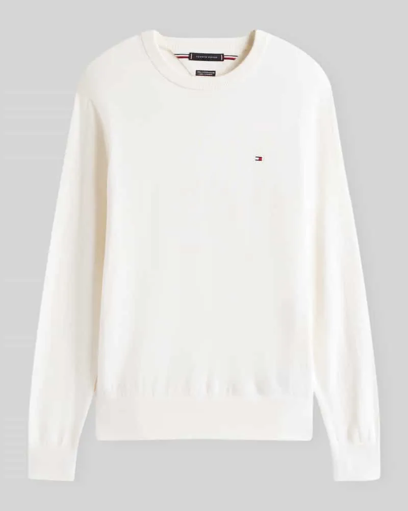 Tommy Hilfiger Regular Fit Pullover aus Baumwoll-Kaschmir-Mix Offwhite