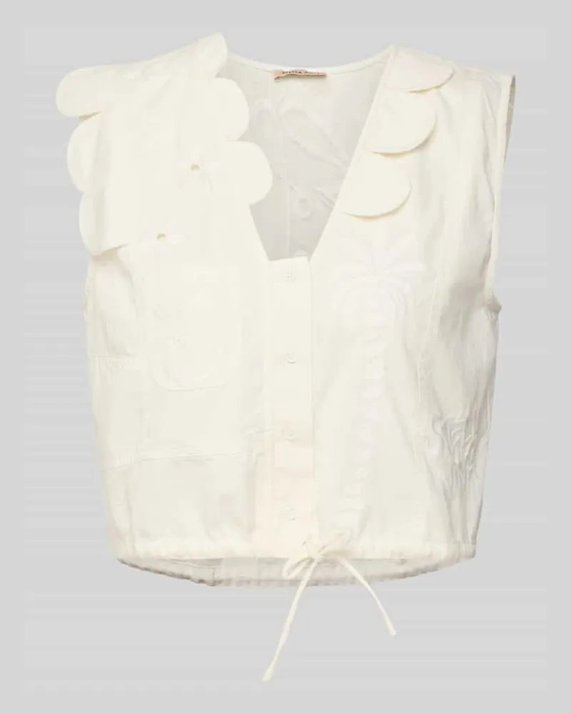 Stella Nova Regular Fit Blusentop mit V-Ausschnitt Modell 'Elements Weiss