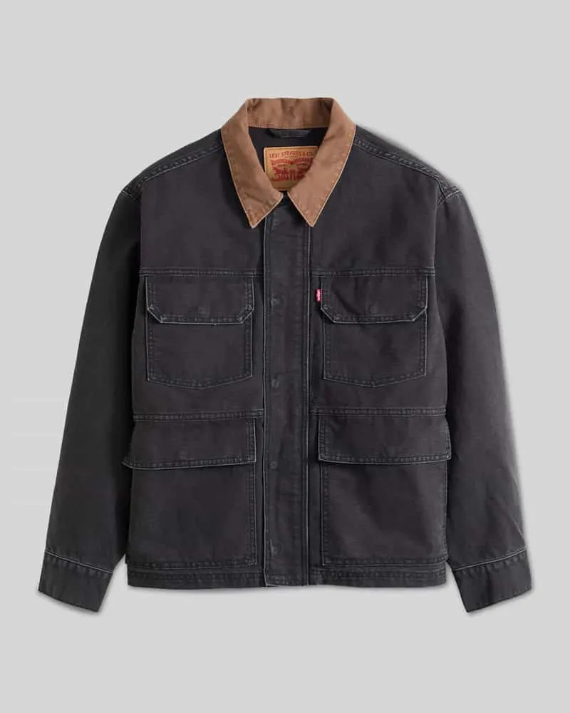 Levi's Relaxed Fit Jeansjacke aus reiner Baumwolle mit aufgesetzten Taschen Black