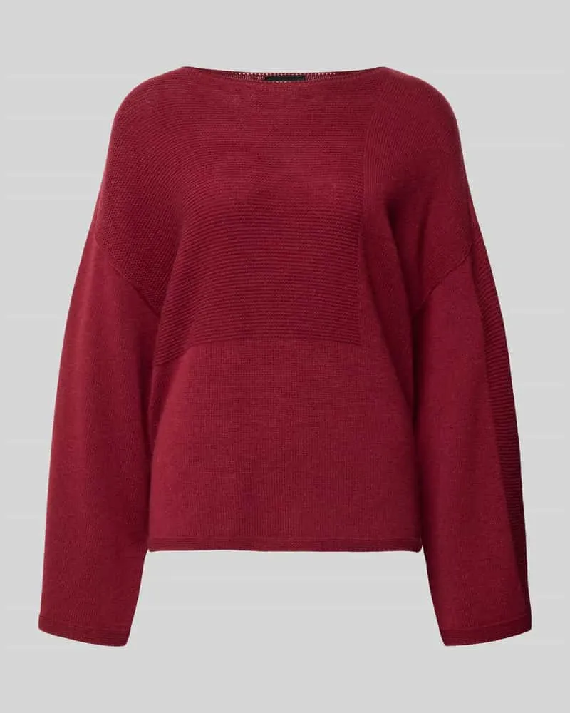 Emporio Armani Oversized Pullover aus reiner Baumwolle in Strick-Optik Dunkelrot