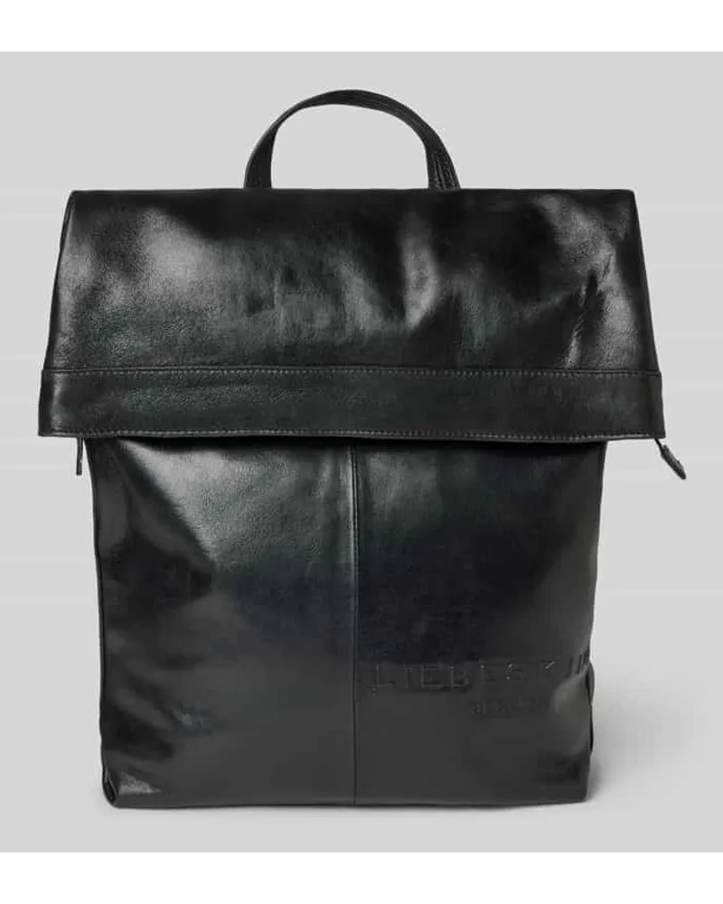 Liebeskind Lederrucksack mit Label-Prägung Modell 'Elivra Black