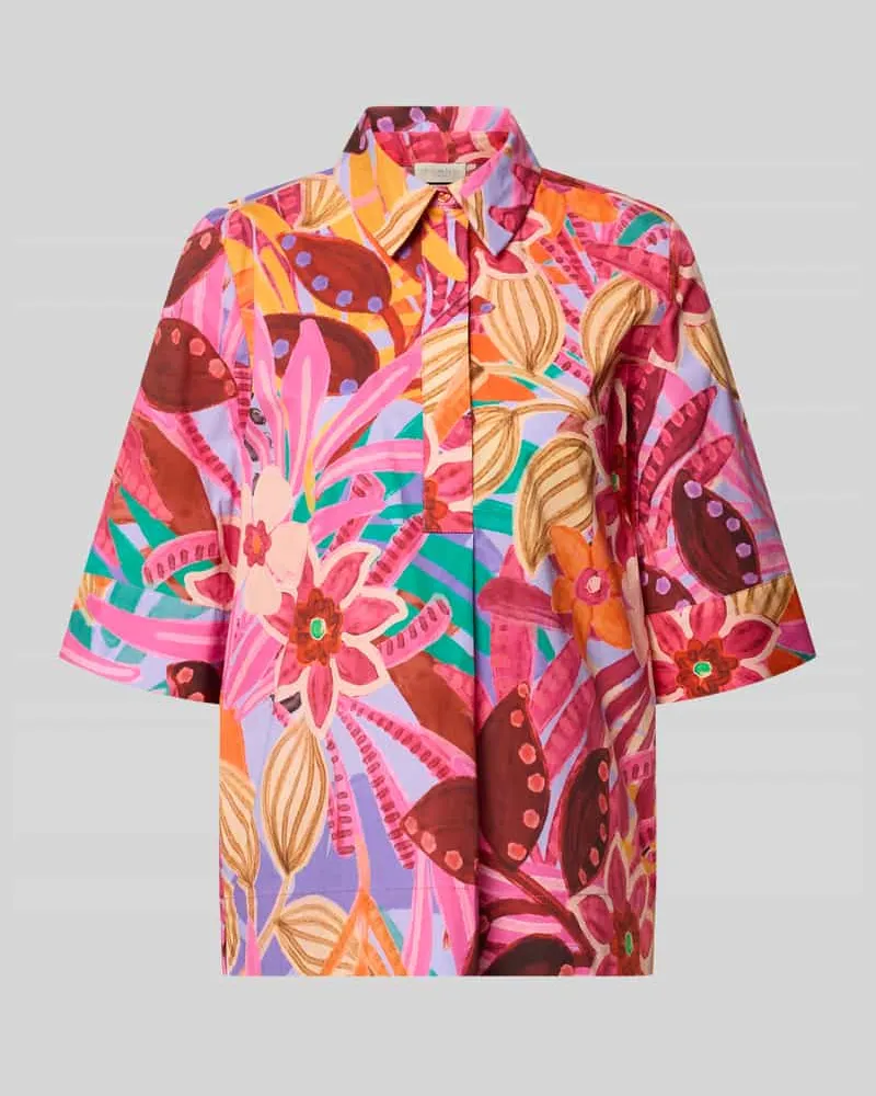 Milano Italy Bluse mit verdeckter Knopfleiste und 1/2-Arm Orange