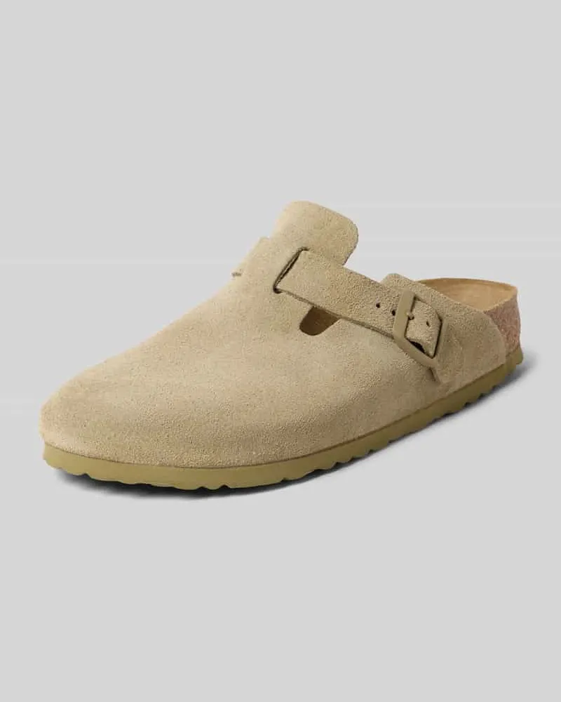 Birkenstock Hausschuhe aus Leder mit Dornschließe Modell 'Boston Khaki