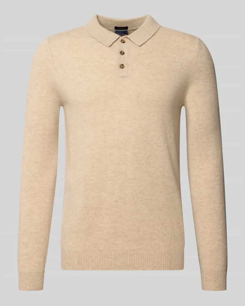 Christian Berg Slim Fit Strickpullover aus reinem Kaschmir mit Polokragen Camel