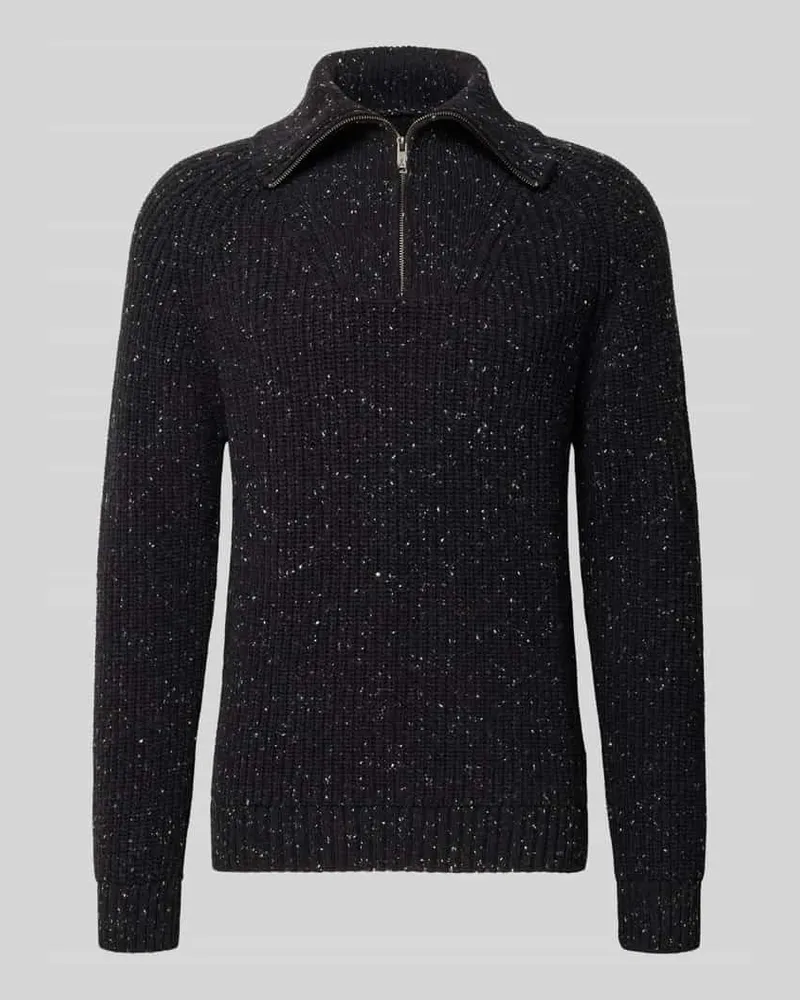 Armedangels Regular Fit Pullover aus Baumwoll-Woll-Mix Modell 'TWEED Black