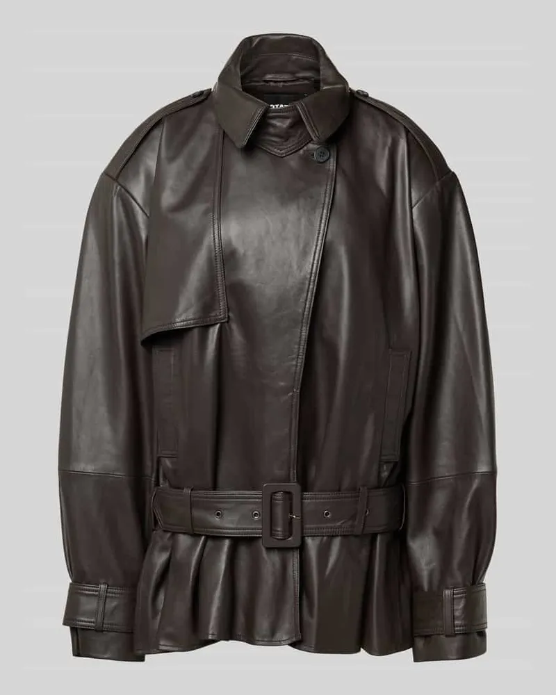 ROTATE Birger Christensen Oversized Jacke aus echtem Lammleder Black