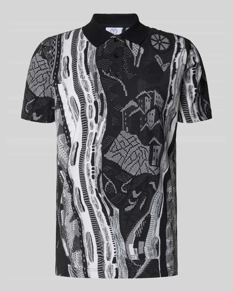 Carlo Colucci Regular Fit Poloshirt mit kurzer Knopfleiste Anthrazit