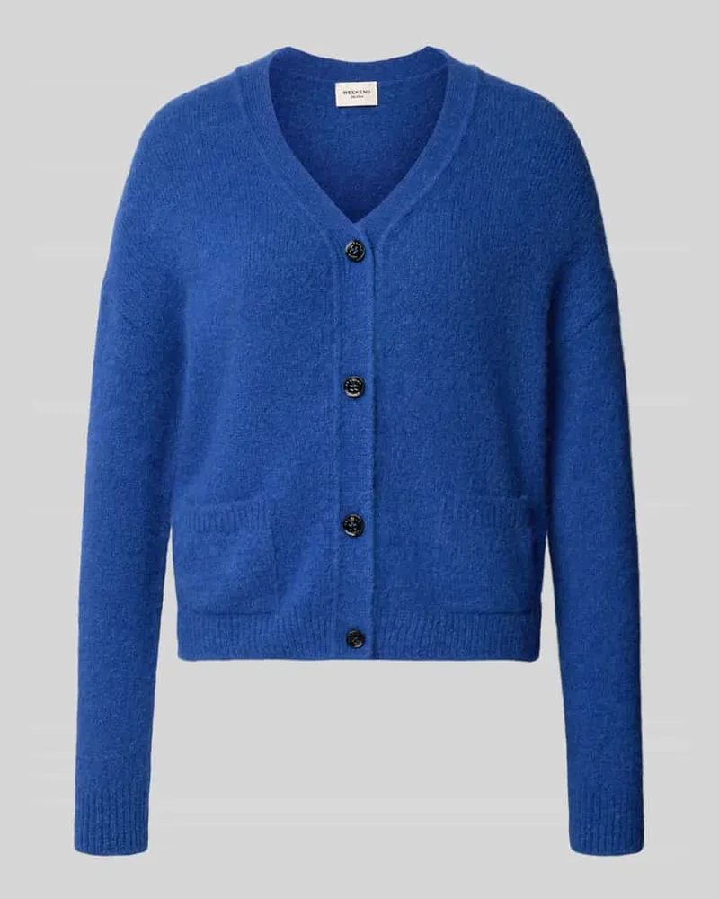Max Mara Cardigan aus Alpaka mit aufgesetzten Taschen Blau