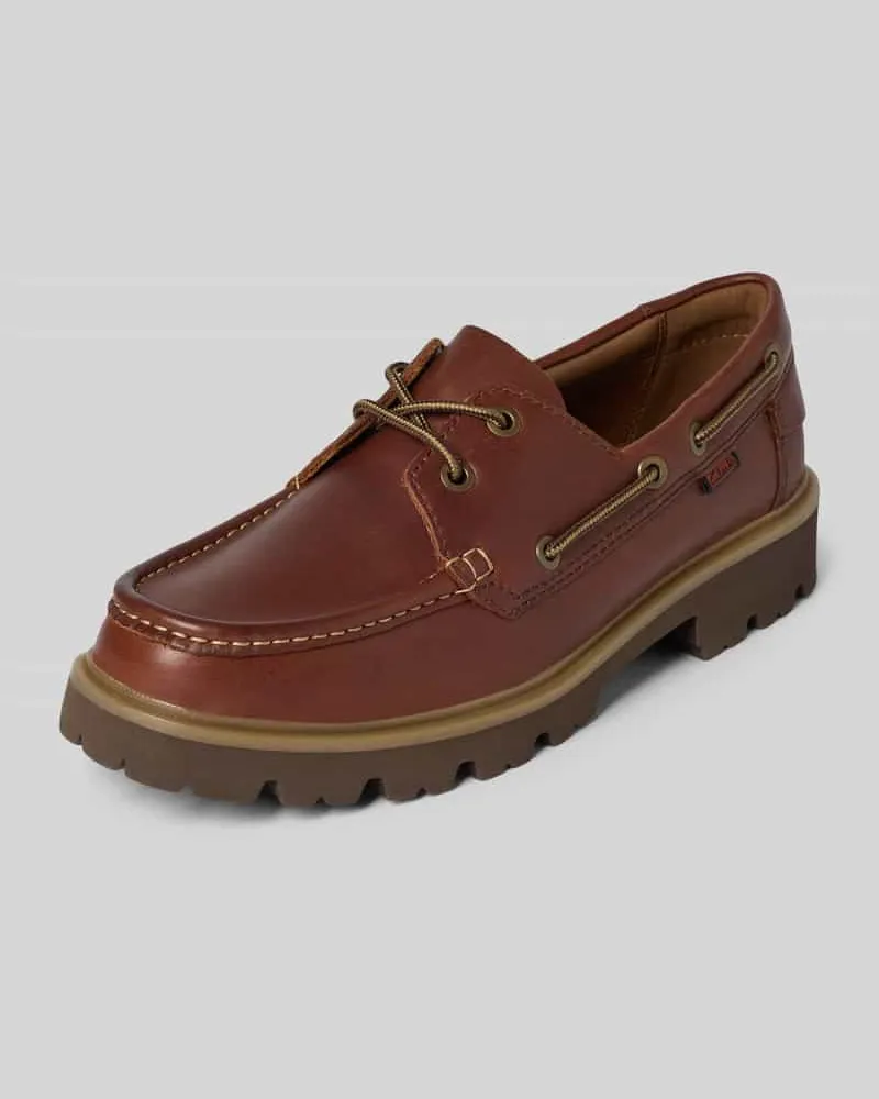 Clarks Bootsschuhe aus beschichtetem Leder Modell 'Cleyhill Dunkelbraun