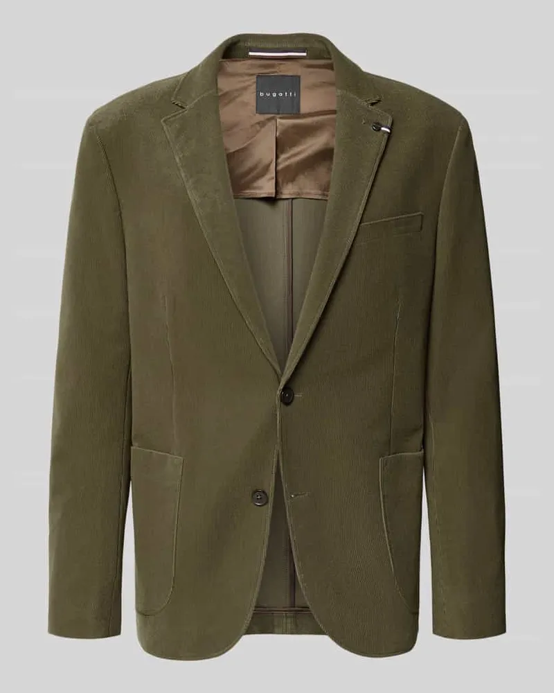 Bugatti Slim Fit 2-Knopf-Sakko aus Cord Oliv