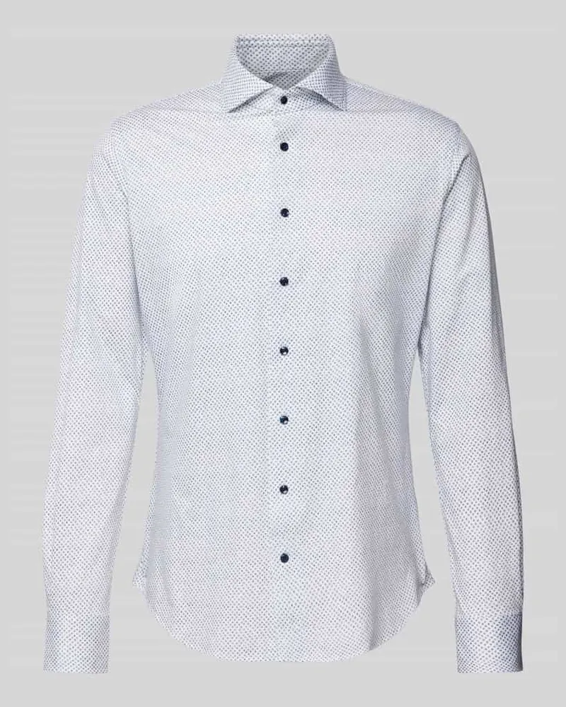 Profuomo Slim Fit Business-Hemd mit floralem Muster Weiss