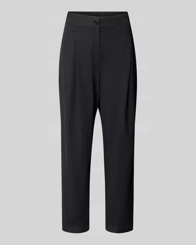 Marc Cain Bundfaltenhose in Two-Tone-Machart Black