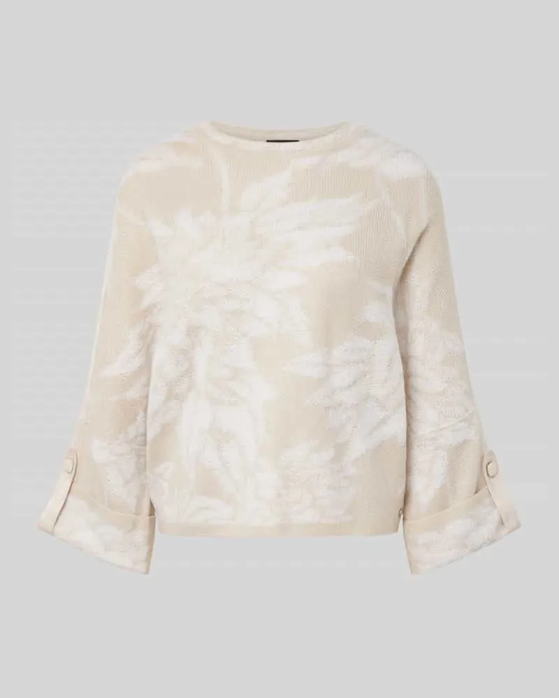 Marc Cain Regular Fit Strickpullover mit Rundhalsausschnitt Kitt