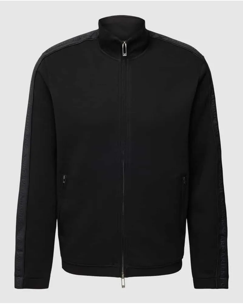 Emporio Armani Sweatjacke mit Label-Kontraststreifen Black