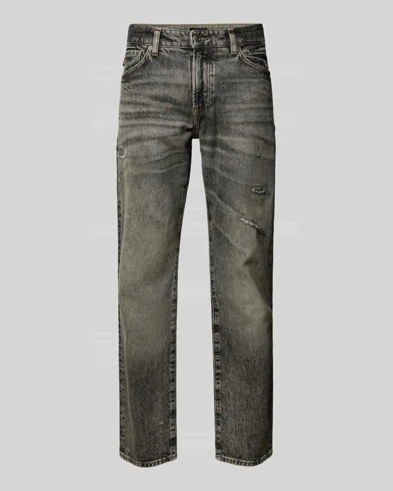 HUGO BOSS Regular Fit Jeans aus Baumwoll-Mix Modell 'RE.MAINE Anthrazit