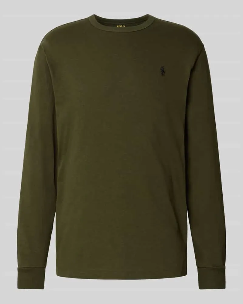 Ralph Lauren Longsleeve mit Logo-Stitching und Rundhalsausschnitt Oliv