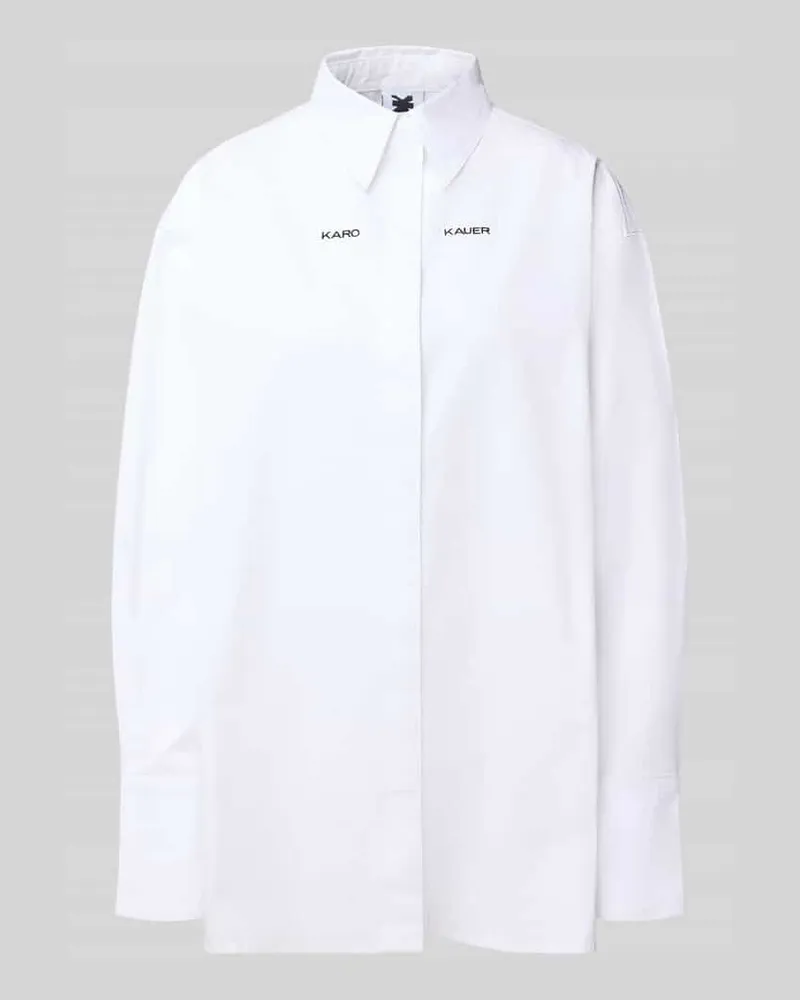 Karo Kauer Relaxed Fit Hemdbluse mit Logo-Stitching Weiss