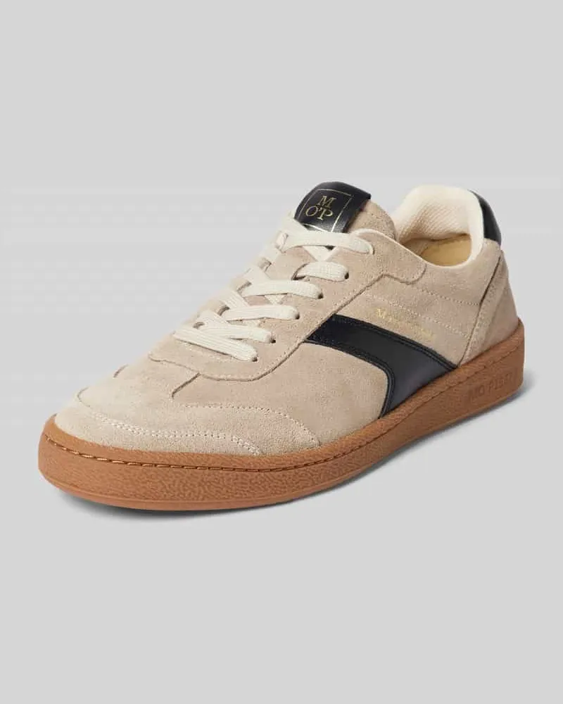 Marc O'Polo Low Top Sneaker aus weichem Veloursleder Beige