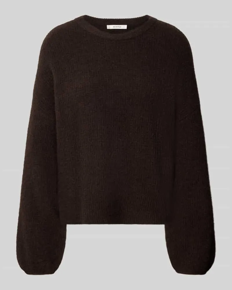 Gestuz Relaxed Fit Pullover aus Woll-Alpaka-Mix Modell 'Alpha Dunkelbraun