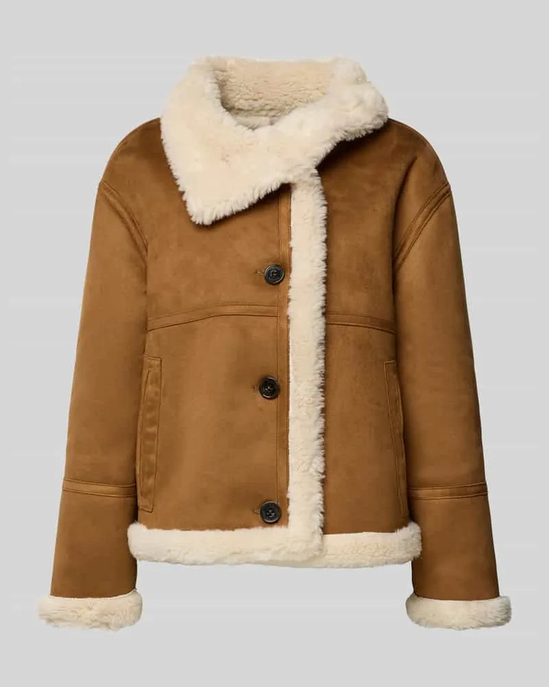 S.Oliver Regular Fit Jacke in Lederoptik mit Stehkragen Camel