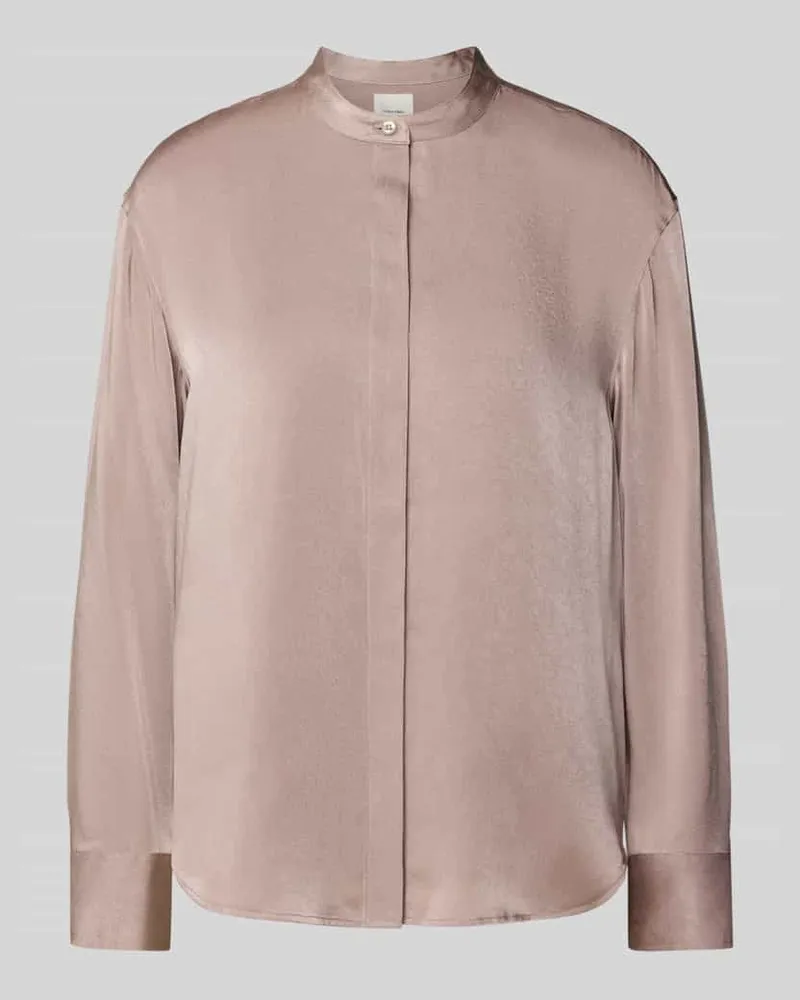 Calvin Klein Relaxed Fit Bluse mit Stehkragen Hellbraun