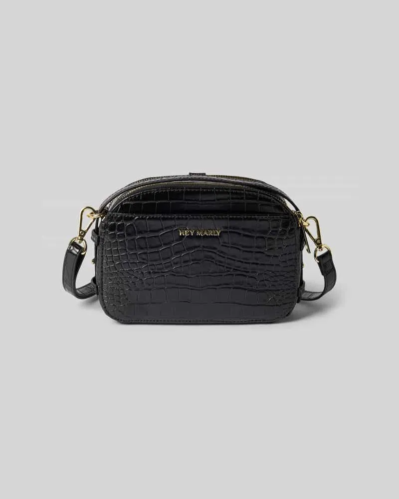 Hey Marly Handtasche mit Label-Applikation Modell 'Mate Croco Black