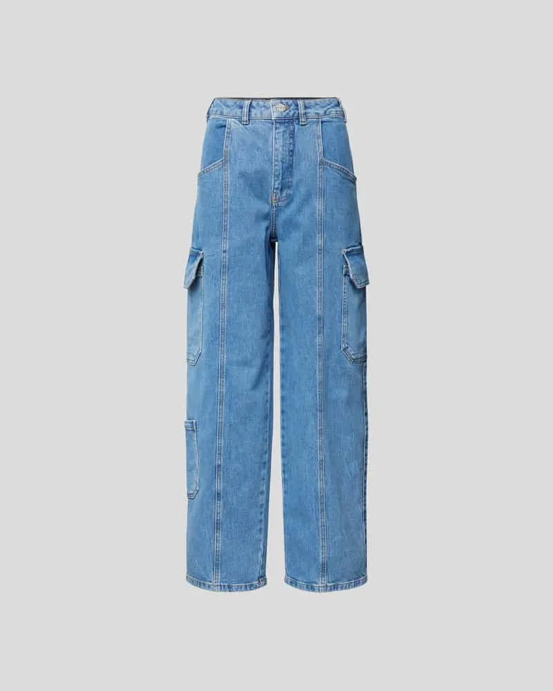 Baum und Pferdgarten High Waist Jeans mit Cargotaschen Blau