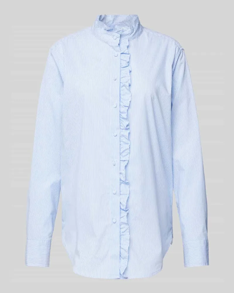 0039 Italy Regular Fit Bluse mit Rüschen Modell 'MIRA FANCY Bleu
