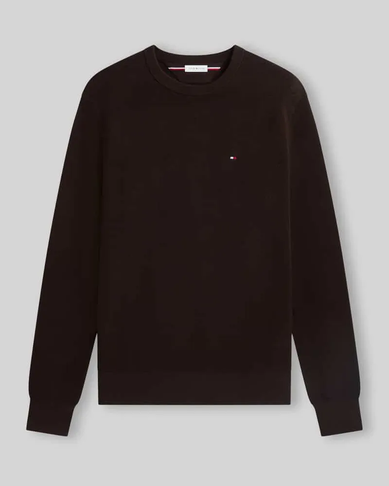 Tommy Hilfiger Regular Fit Pullover aus reiner Baumwolle Dunkelbraun