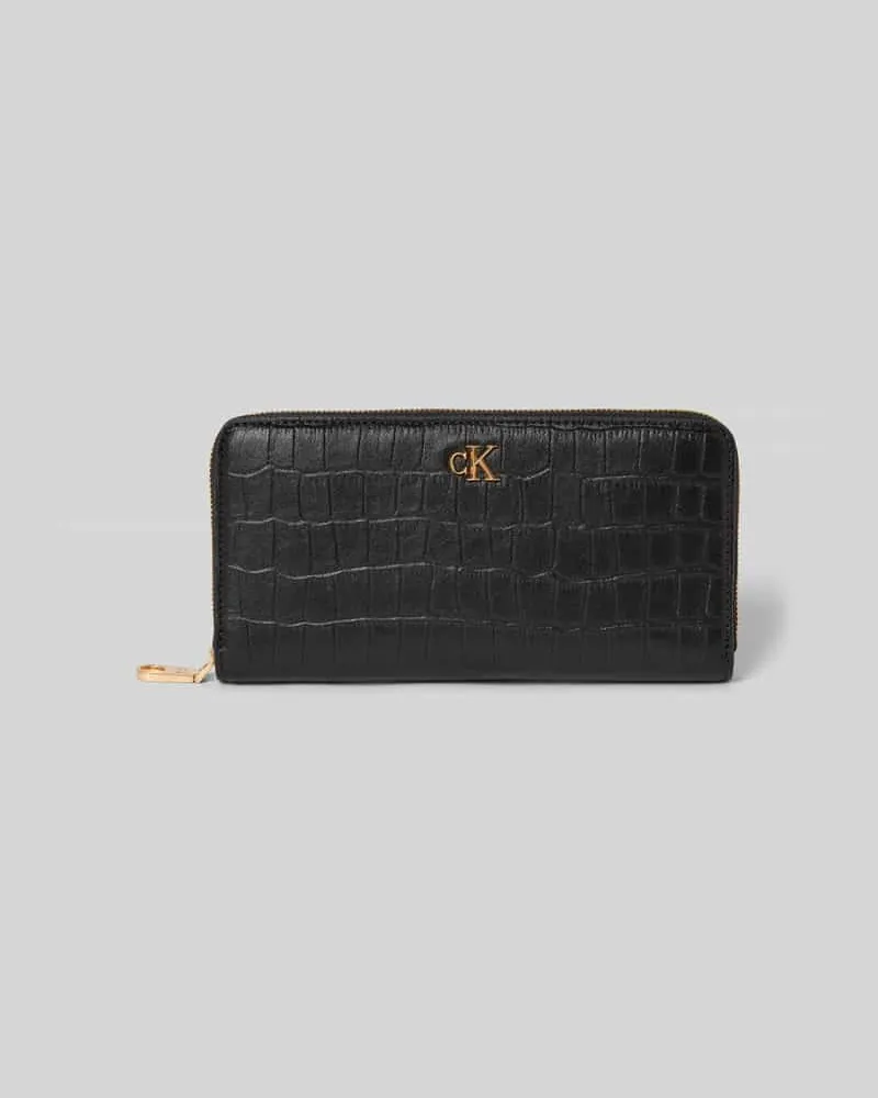 Calvin Klein Portemonnaie aus echtem Kalbsleder Modell 'Croc Black