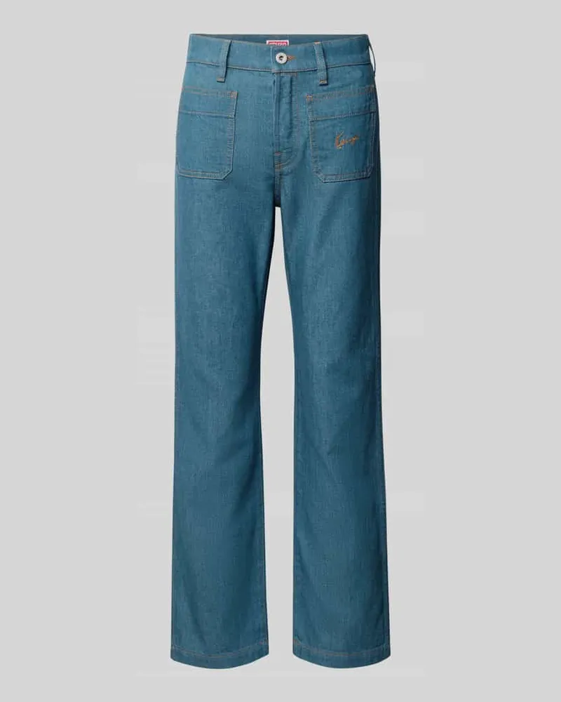 Kenzo Flared Fit Jeans mit Leinen-Anteil Blau
