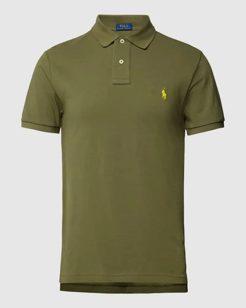 Ralph Lauren Slim Fit Poloshirt mit Logo-Stitching Dunkelgruen