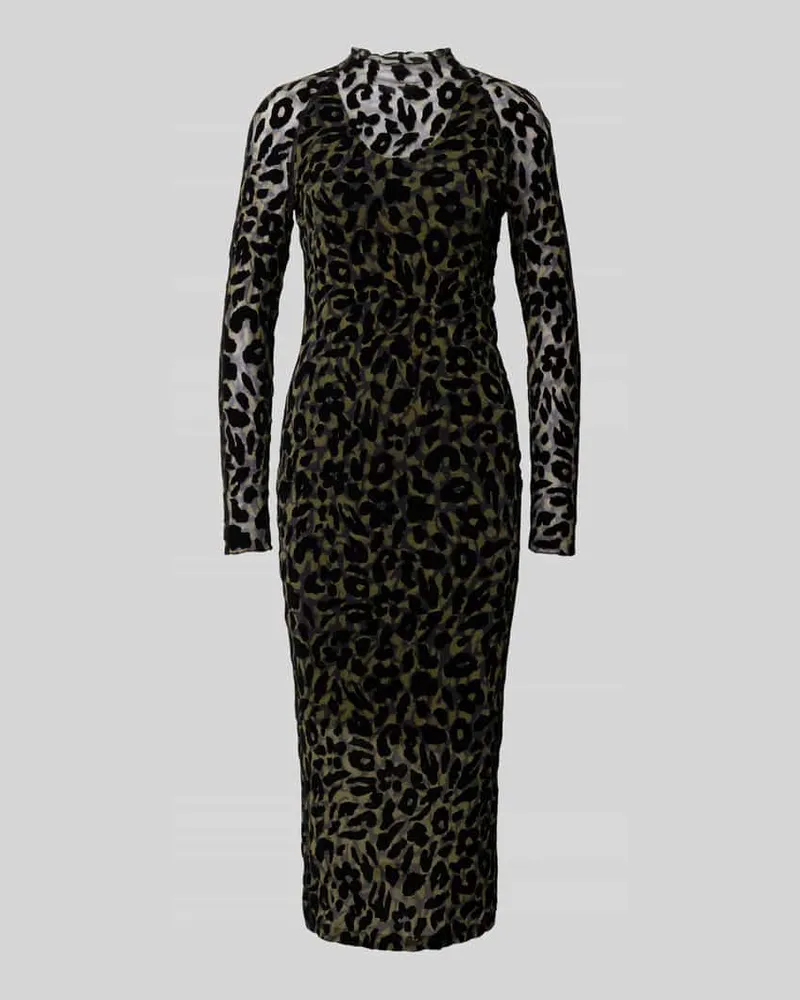 Marc Cain Midikleid mit Allover-Animal-Print Khaki