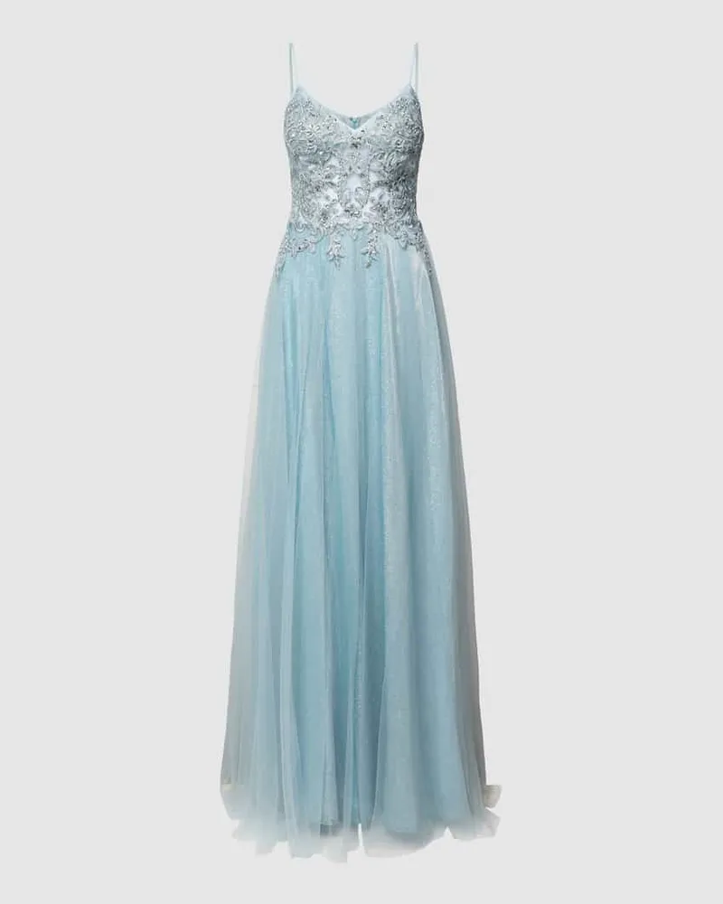 LUXUAR Abendkleid mit Zierperlenbesatz Hellblau