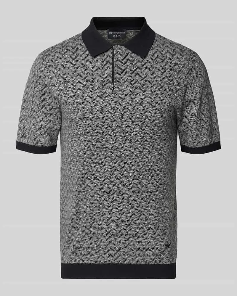 Emporio Armani Poloshirt mit Kaschmir-Anteil und kurzer Knopfleiste Weiss