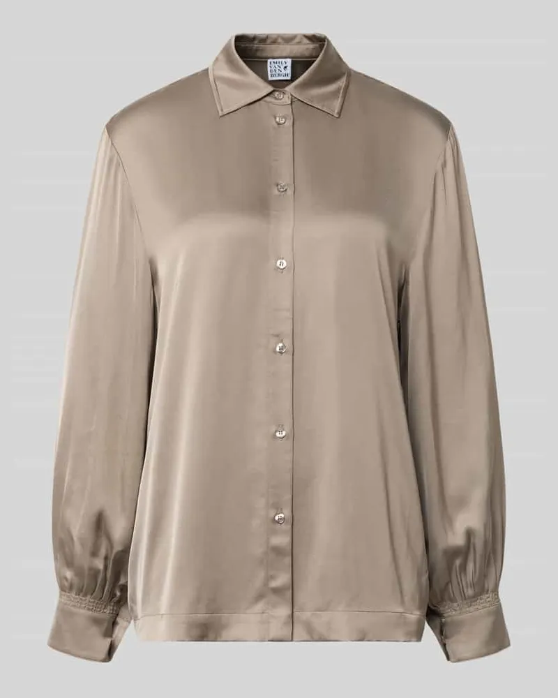 Emily van den Bergh Regular Fit Bluse aus Viskose mit Knopfleiste Mittelbraun