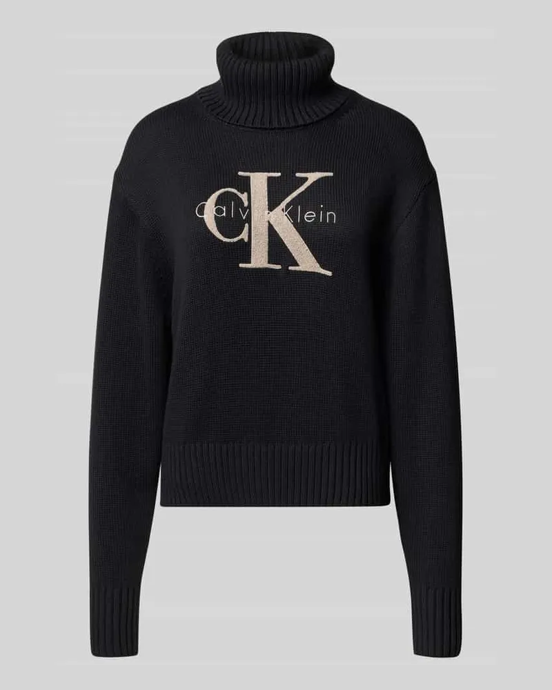 Calvin Klein Strickpullover mit Rollkragen Modell 'CHENILLE Black