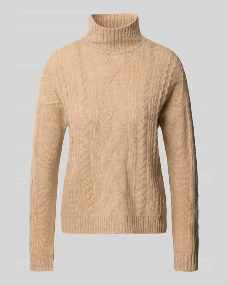 Christian Berg Kaschmirpullover mit Zopfmuster Camel