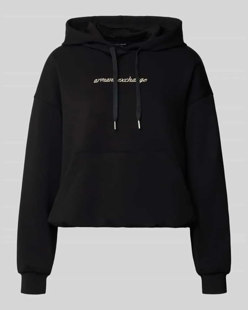 Armani Exchange Relaxed Fit Hoodie mit Viskose-Anteil Black
