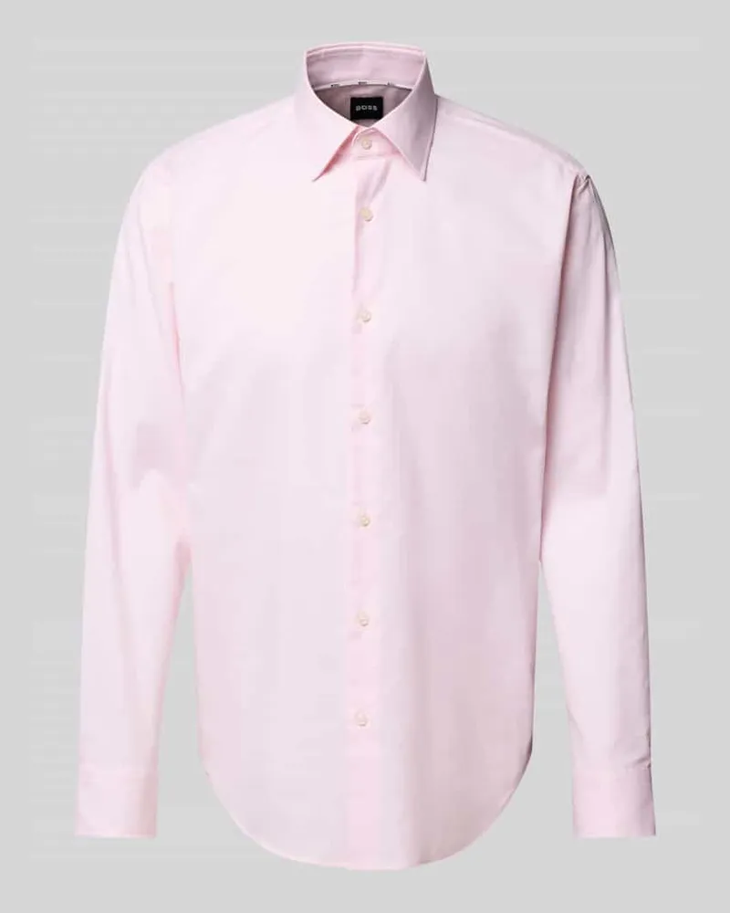 HUGO BOSS Regular Fit Businesshemd mit Strukturmuster Rosa