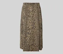Midirock mit Animal-Print und Cargotaschen