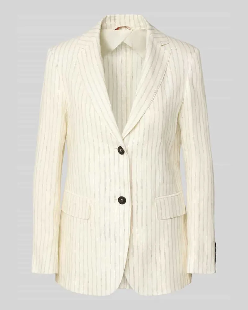 Max Mara Regular Fit Longblazer aus reinem Leinen Modell 'ELOGIO Offwhite